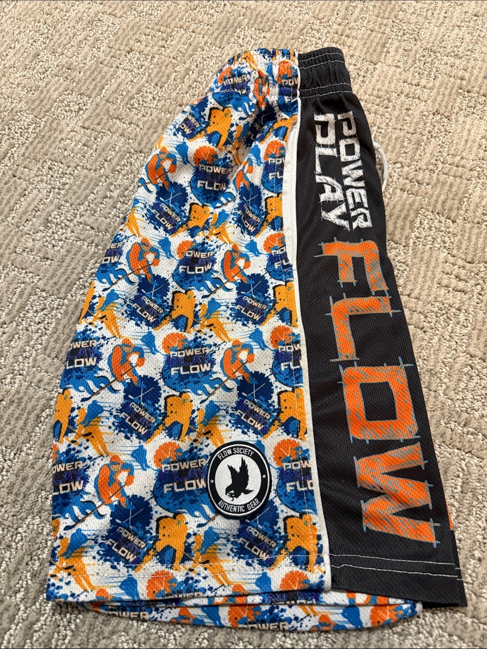 Boys Orange & Blue Printed Athletic Shorts, Flow Society YM hockey
